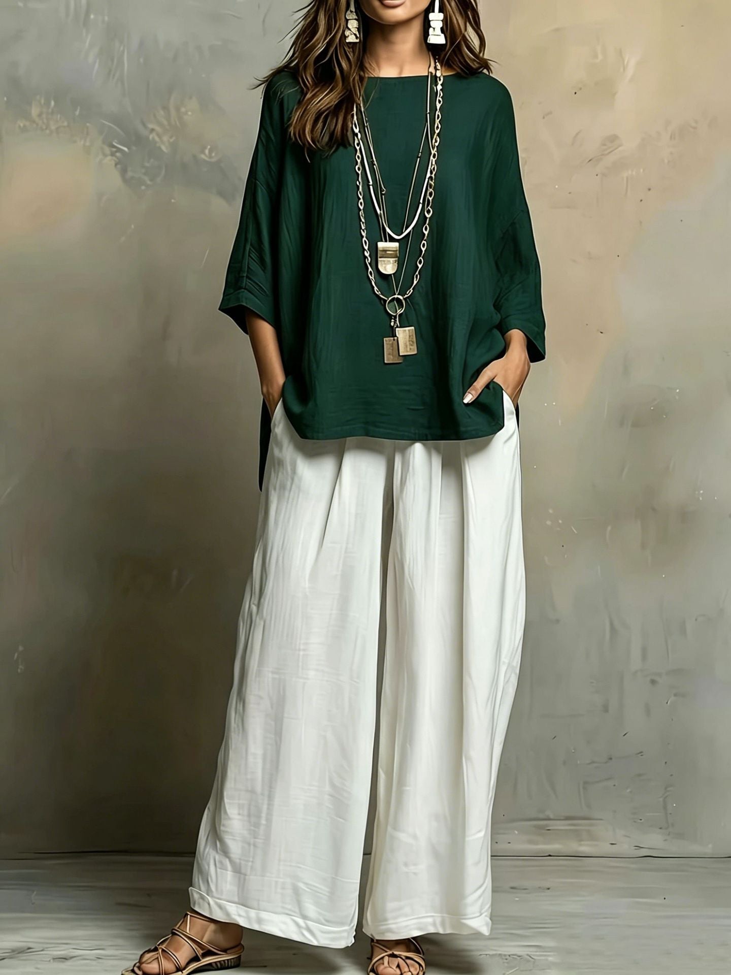 Bohemian Style Loose Elegant Set for Women Casual Vacation Outfit 