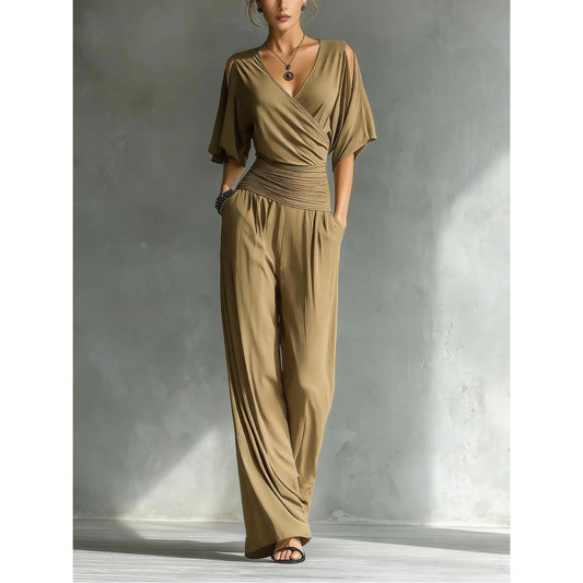 V-neck slim fit jumpsuit for women