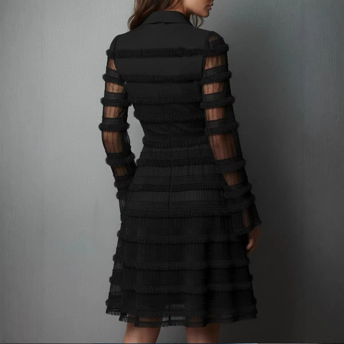 Spring New Sexy Sheer Fitted Dress Style High Waist Versatile Pleated Skirt 