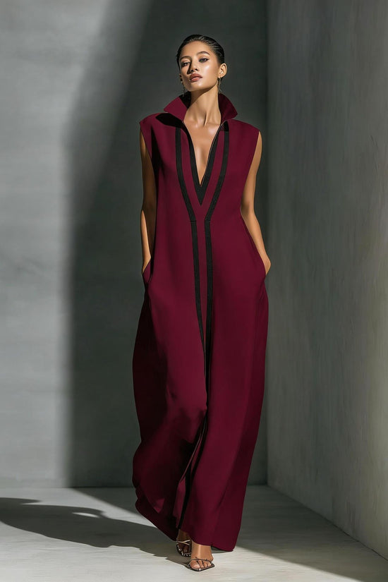 V-neck contrasting dress 