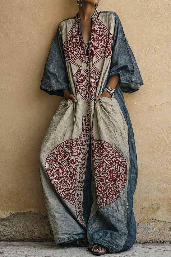 Printed Bohemian style wide leg jumpsuit for women 