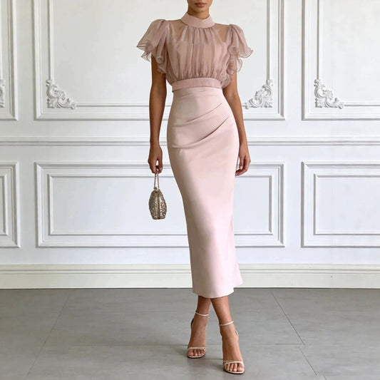 Mesh lace up waist bag hip dress 