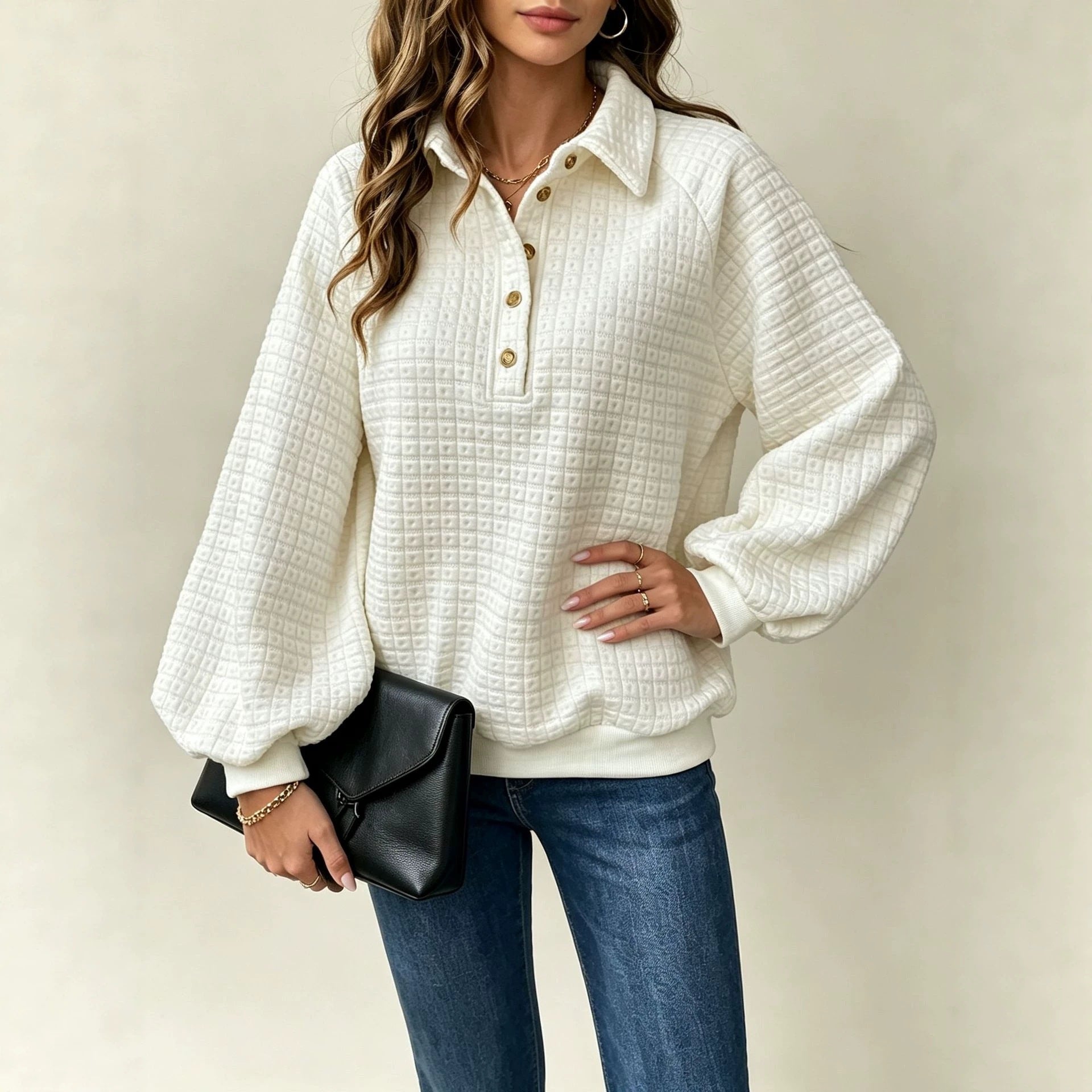 Collar long sleeved top 