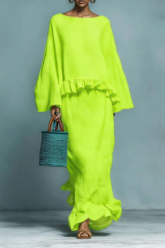 Long sleeve irregular skirt set, casual fashion solid color women's outfit 