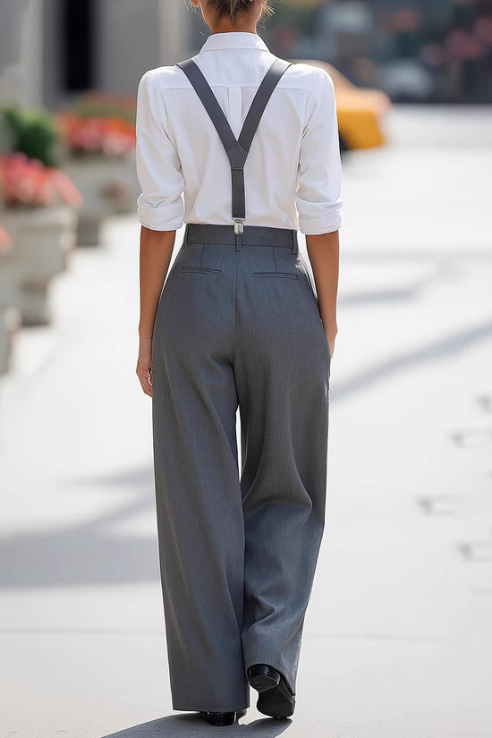 Women's adjustable detachable shoulder strap pocket pants 