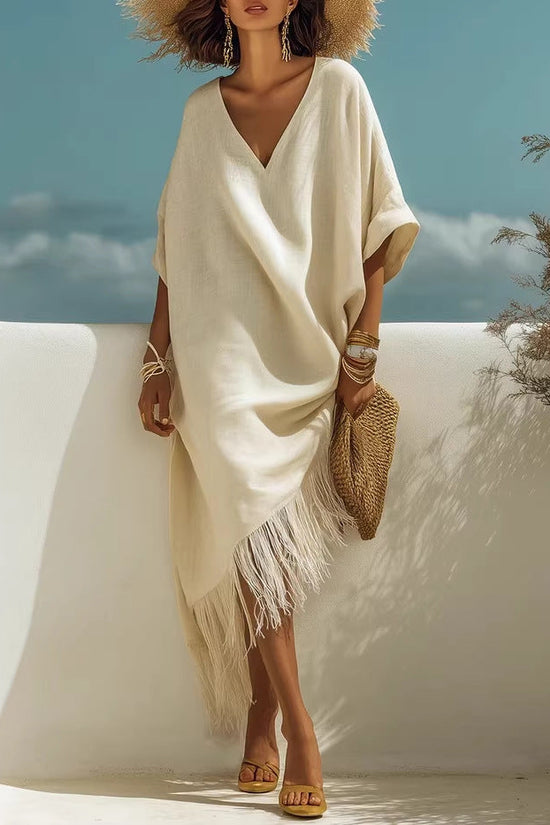 New Casual Beach Travel TK Comfortable Fringe V-neck Sexy Atmosphere Dress 