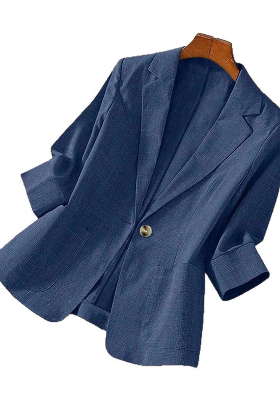 Solid color pocket small suit jacket women's button up top 