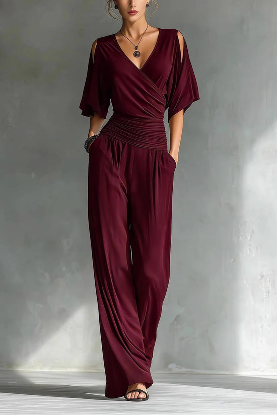 V-neck slim fit jumpsuit for women