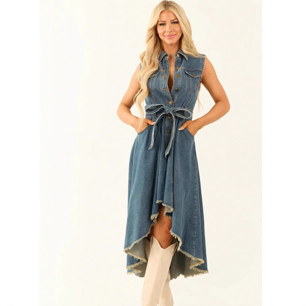 Cowboy dress, fashionable sleeveless, irregular personality 