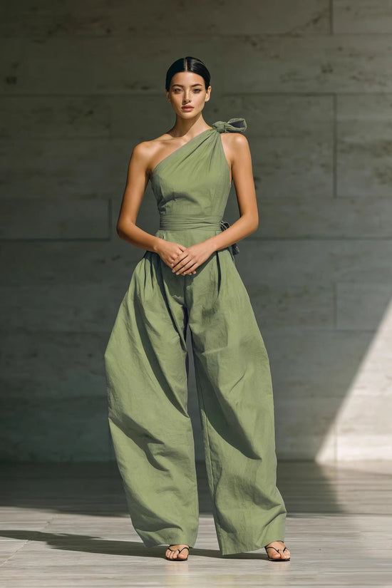Sleeveless shoulder cinched jumpsuit 