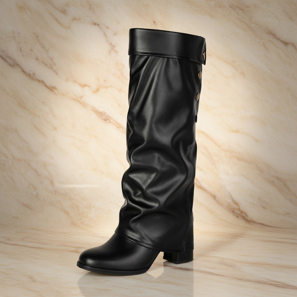 Autumn and winter high heels, thick heels, one foot stomping, warehouse tube high pass boots for women 