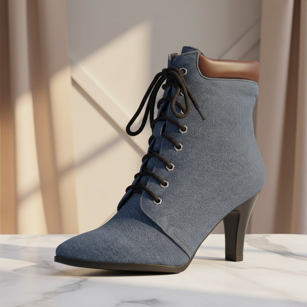Low-cut Martin Boots Women's Pointed Toe Lace-up Ankle Boots Wide Sizes Autumn Winter Fashion Style Made to order, ships in 7 days 