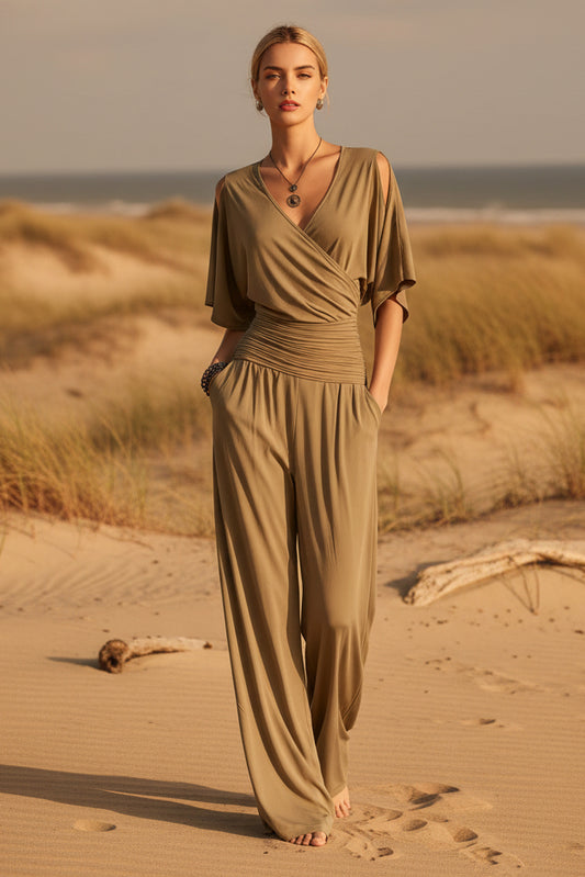 V-neck slim fit jumpsuit for women 