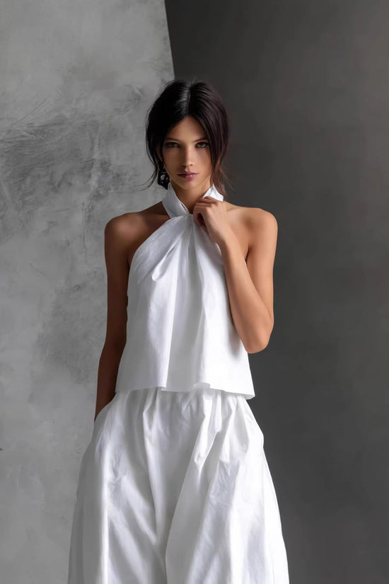 Loose Sleeveless Top High-Waisted Wide-Leg Pants Two-Piece Set for Women 