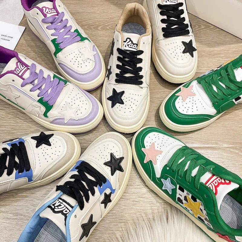 Contrast Star Round Toe Athletic Sneakers 