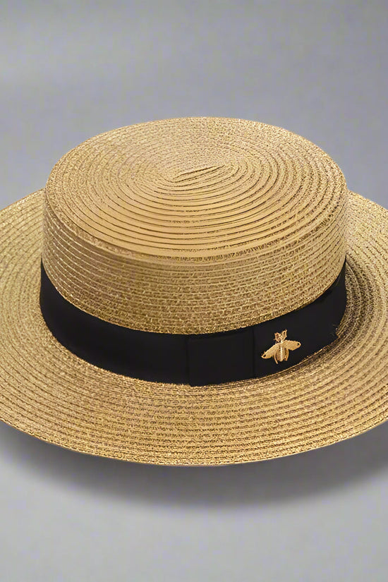 Women’s Straw Fedora with Metallic Bee Accent FitiqueFit