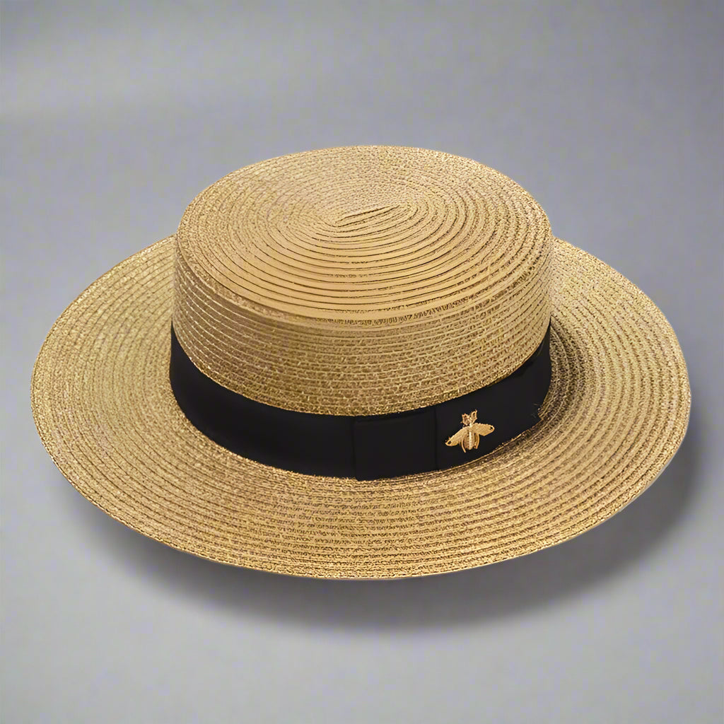 Women’s Straw Fedora with Metallic Bee Accent FitiqueFit