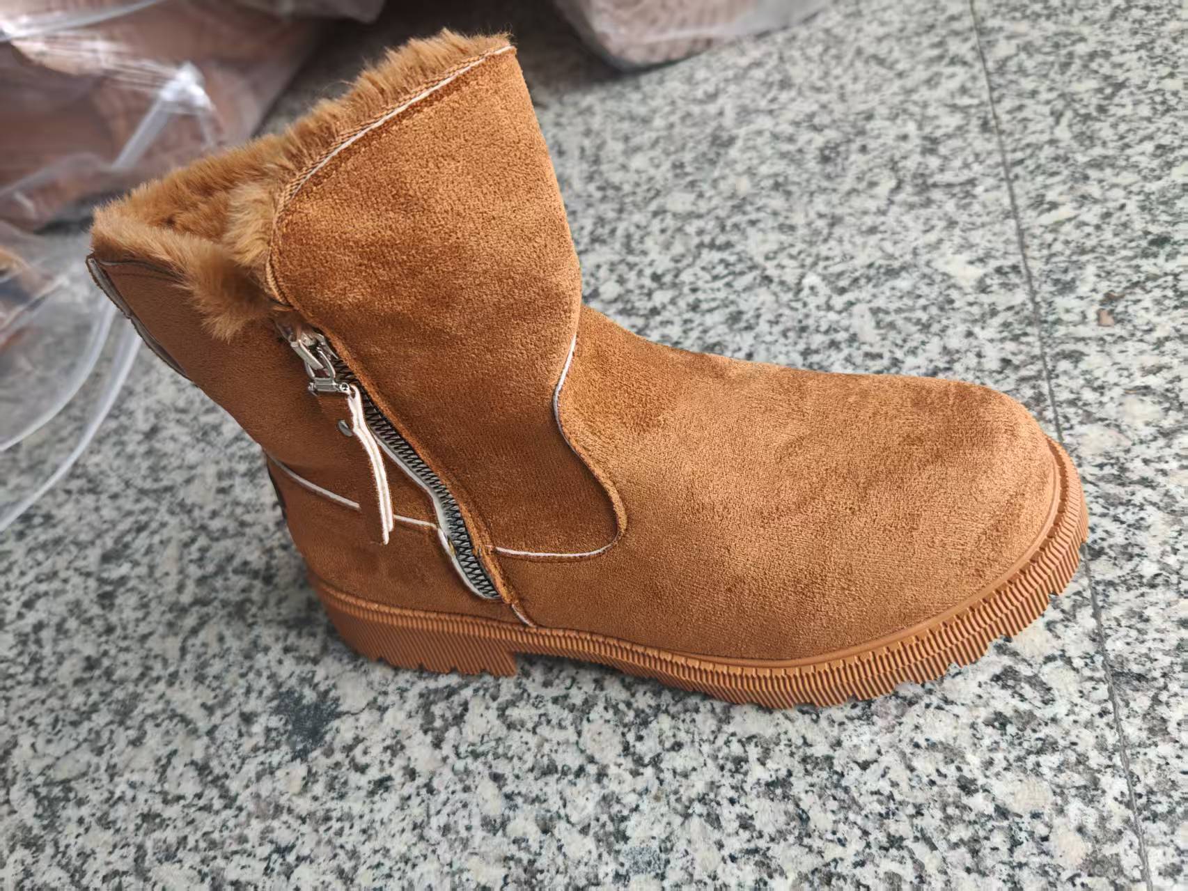 Women’s Velvet Lined Cotton Snow Boots — Plus Size Winter Warm Boots - FitiqueFit