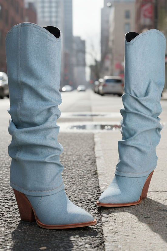 Chunky Heel High Heel Vintage Pointed Toe High Tube Pants Boots CJ