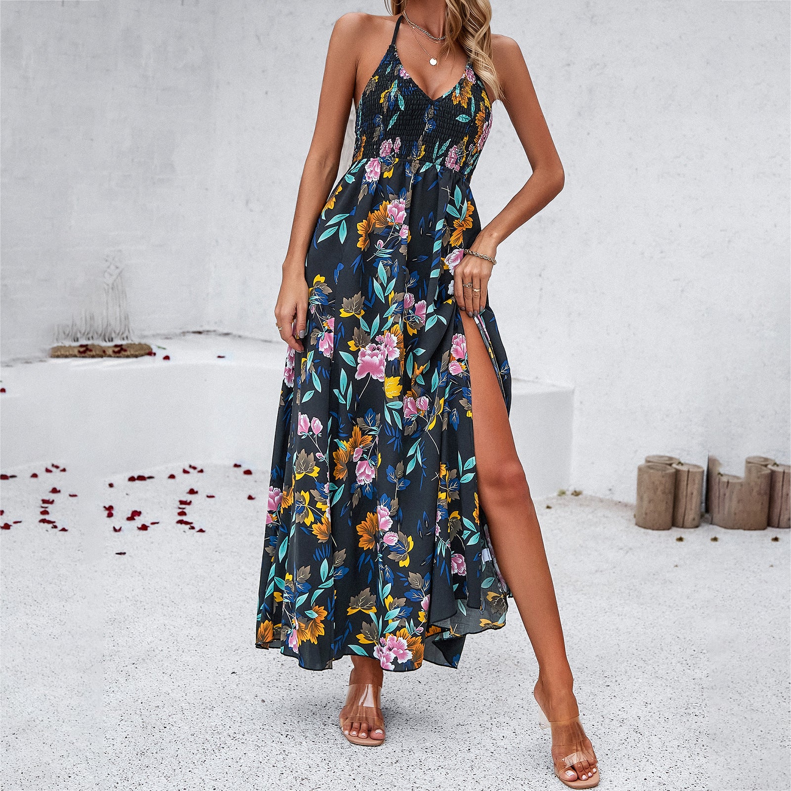Women's Holiday Printing Slip Dress | floral summer dresses | Diversi