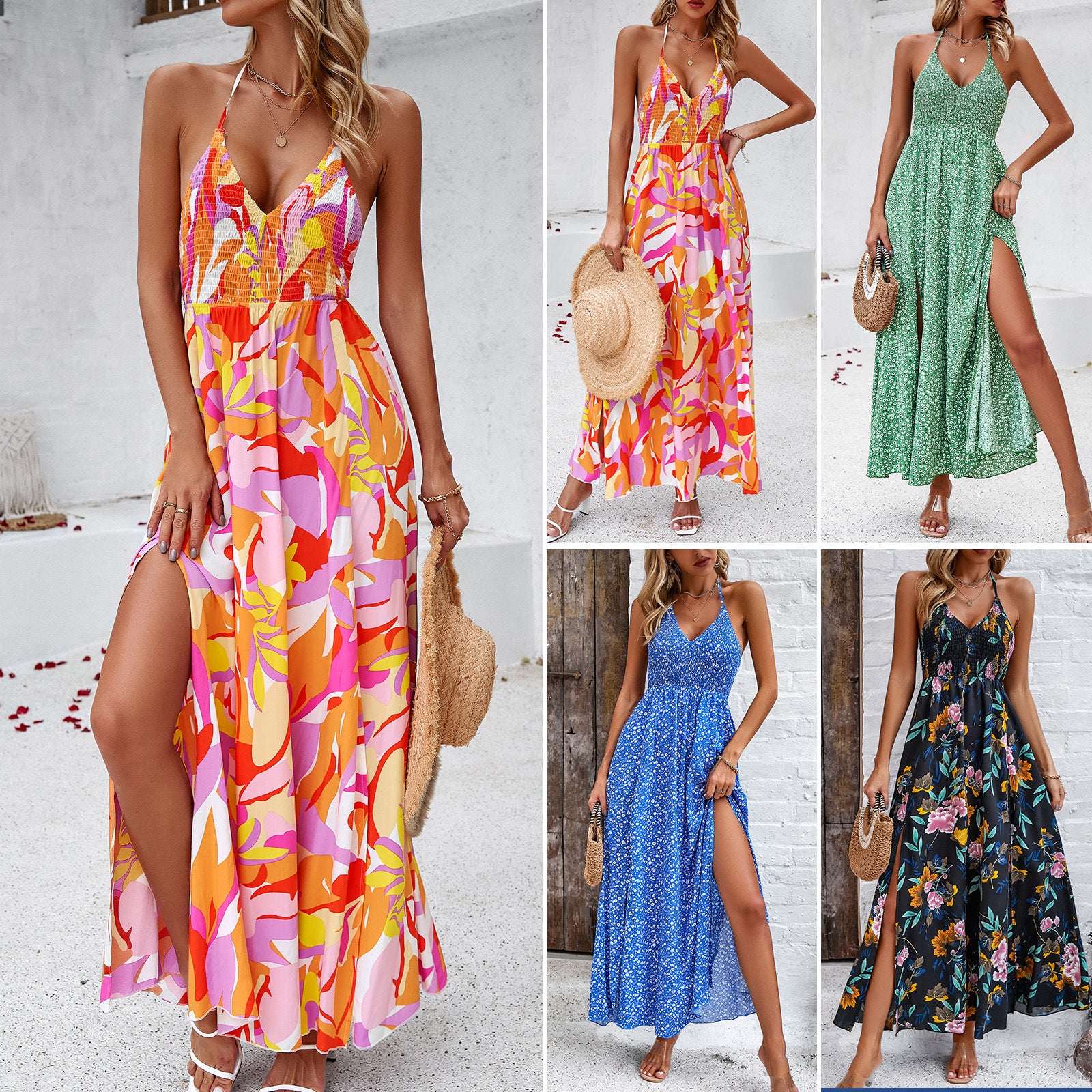 Women's Holiday Printing Slip Dress | floral summer dresses | Diversi