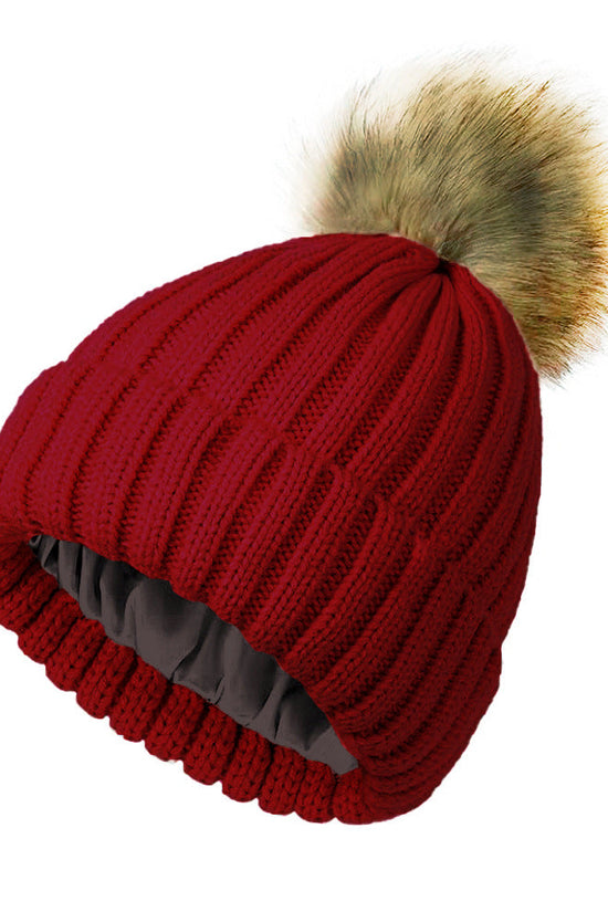 Soft Beanie Fluffy Ball Cap Warm Knitted Hat CJ
