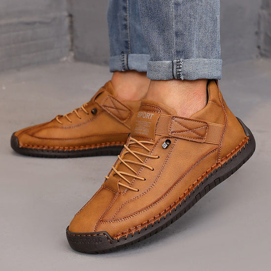 Women’s Color Matching Leather Boots – Outdoor Casual Fashion Footwear CJ