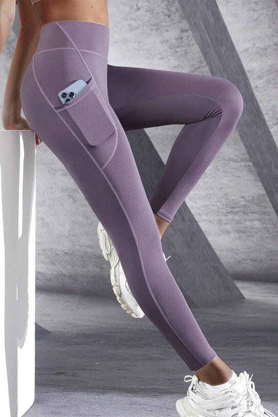 New High Waist Women's Leggings Stretch Yoga Pants Tights With Pockets Push Up Fitness Running Sportswear Solid Color Pants 