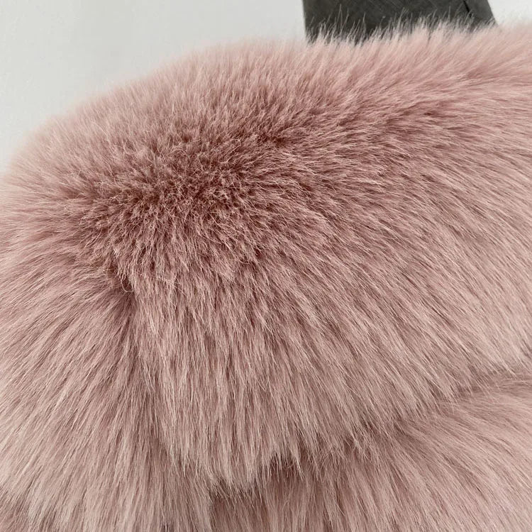 Faux Fur Coat Women Luxury Stand Fur Collar Furry Jacket