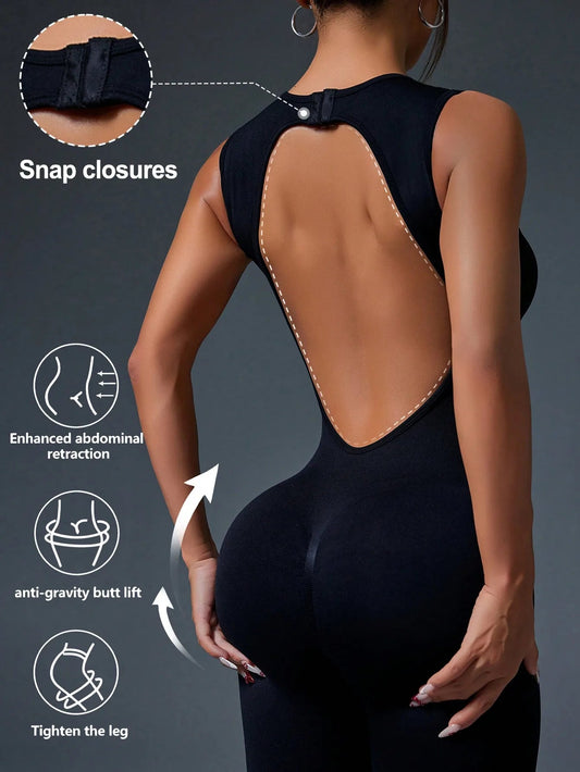 🧘‍♀️ Seamless Sleeveless Yoga Jumpsuit with Zipper Closure FitiqueFit