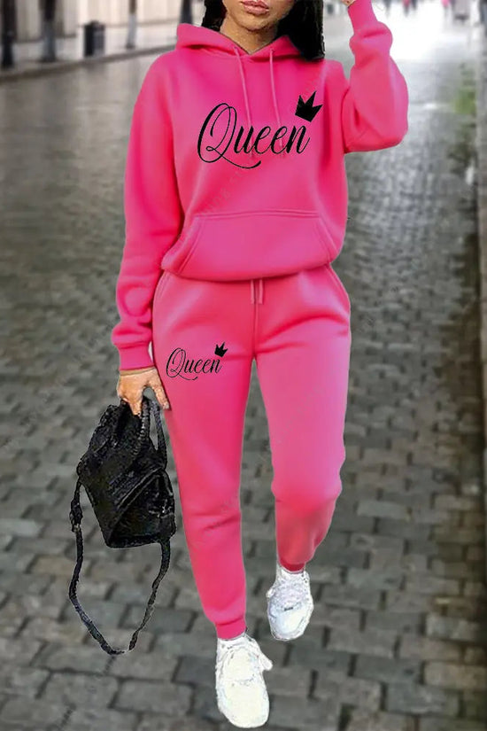 Queen Letter Graphic Print Women's Sets Hoodies Pants 2pcs Suit Autumn Winter Sports Jogging High quality Aesthetic Tracksuit 