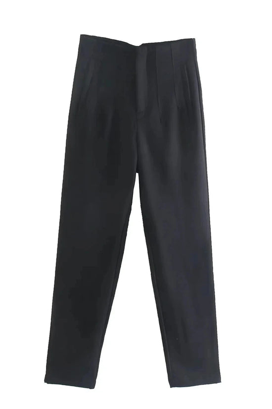 TRAFZA 2024 Woman Solid Trouser High Waist Slim Zipper Fly Long Pants Female Wild Commute Office Lady Woman Pencil Pant Street FitiqueFit