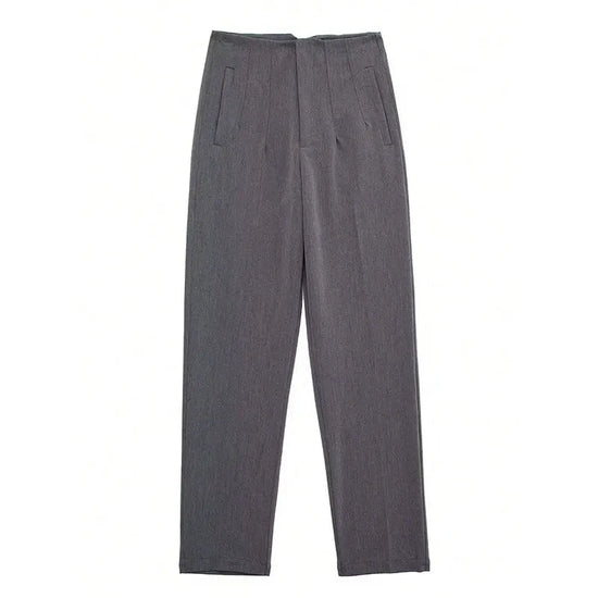TRAFZA 2024 Woman Solid Trouser High Waist Slim Zipper Fly Long Pants Female Wild Commute Office Lady Woman Pencil Pant Street FitiqueFit