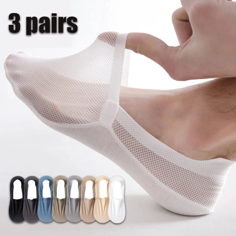 3-Pack Invisible Boat Socks – Breathable Low-Cut Socks 