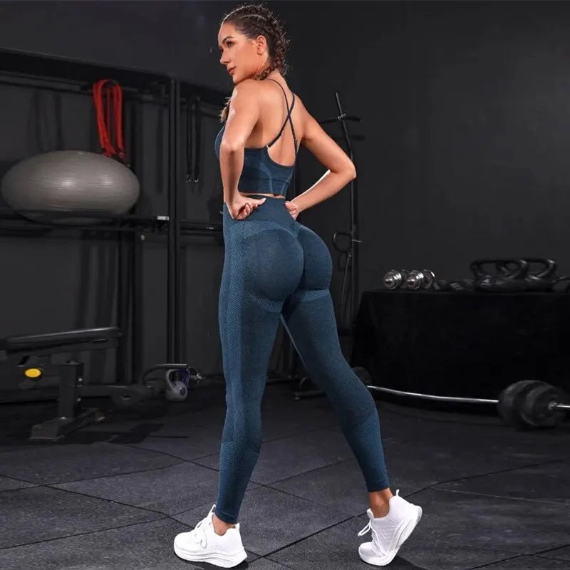 2 Pieces Women's Tracksuit Seamless Yoga Set Workout Sportswear Gym Clothing High Waist Leggings Fitness Sports Suits FitiqueFit
