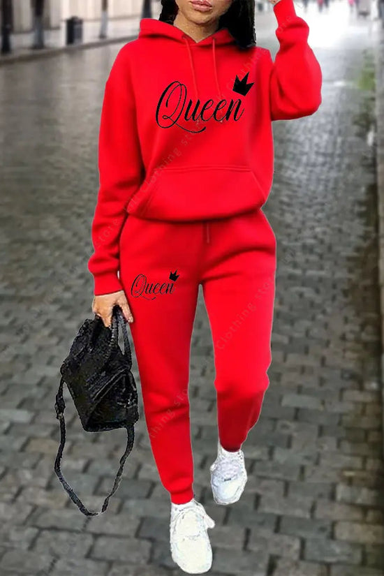 Queen Letter Graphic Print Women's Sets Hoodies Pants 2pcs Suit Autumn Winter Sports Jogging High quality Aesthetic Tracksuit 