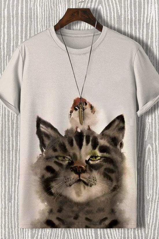 Samurai Cat Graphic T-Shirt – Japanese Style 3D Print Men's Tee FitiqueFit