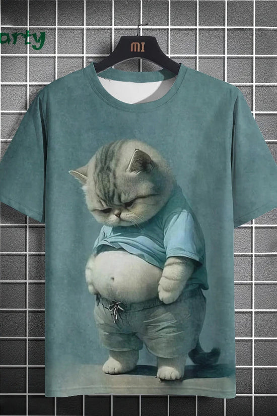 Cat Print T-shirts for Men - Y2K Graphic T-Shirt FitiqueFit