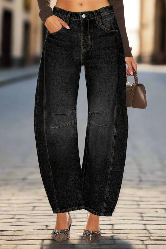 Elastic Waist High-waisted Women's Jeans Slimming Loose-fit Cropped Pants For Women Jeans Women High Waisted Korean Style Loose FitiqueFit
