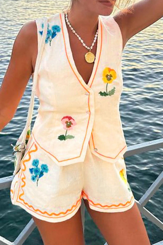 🌸 Vintage Floral Embroidered 2-Piece Summer Set FitiqueFit