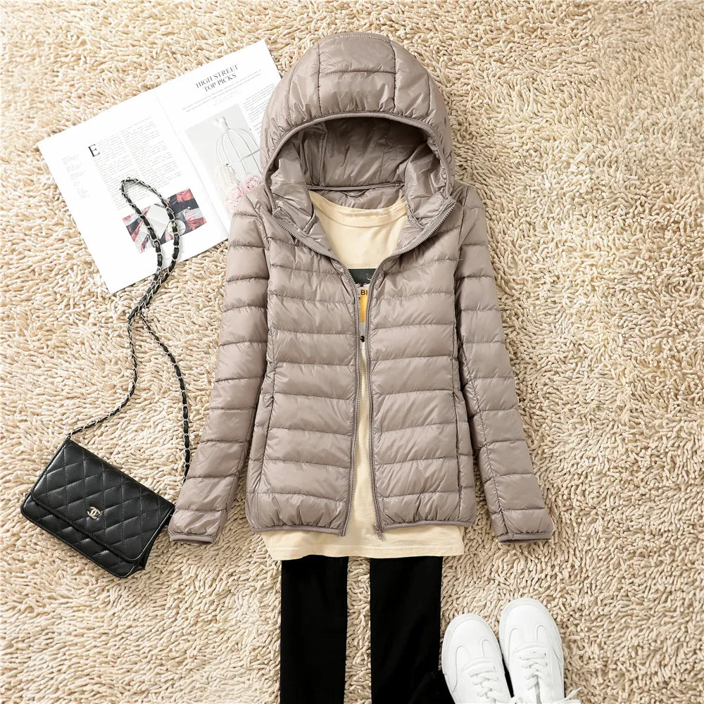 Women Puffer Jacket Lightweight Packable Hooded Down Coats | Diversi