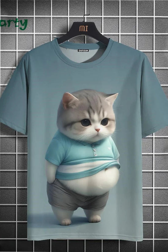 Cat Print T-shirts for Men - Y2K Graphic T-Shirt FitiqueFit