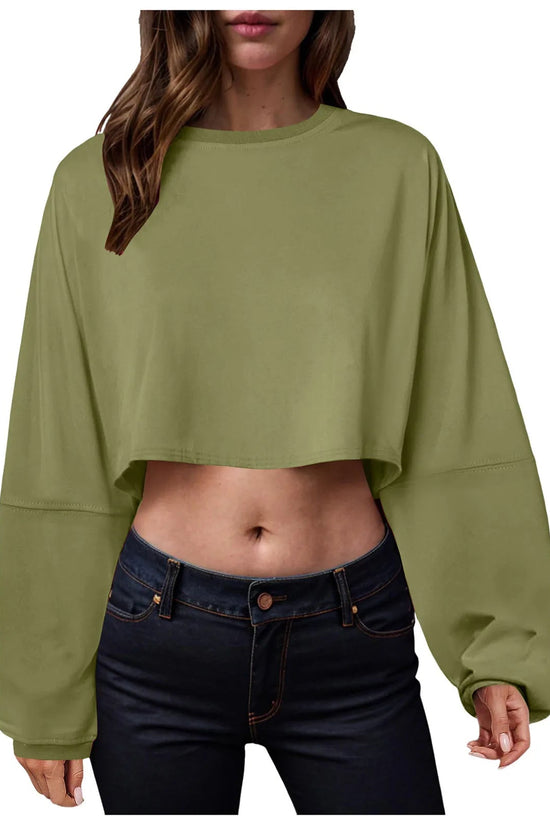 🧘‍♀️ Women’s Long Sleeve Loose-Fit Crop Top FitiqueFit