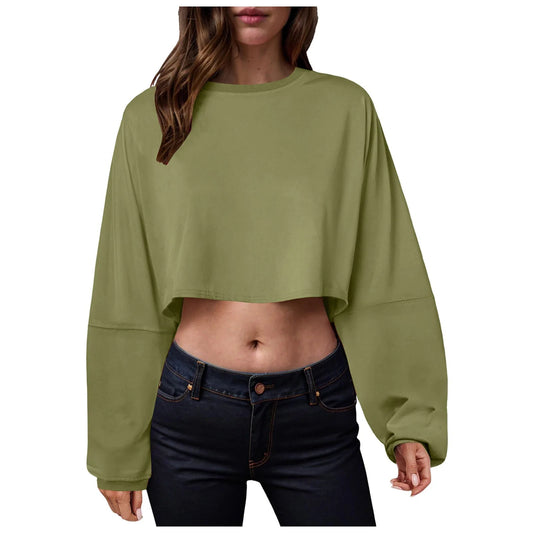 🧘‍♀️ Women’s Long Sleeve Loose-Fit Crop Top FitiqueFit