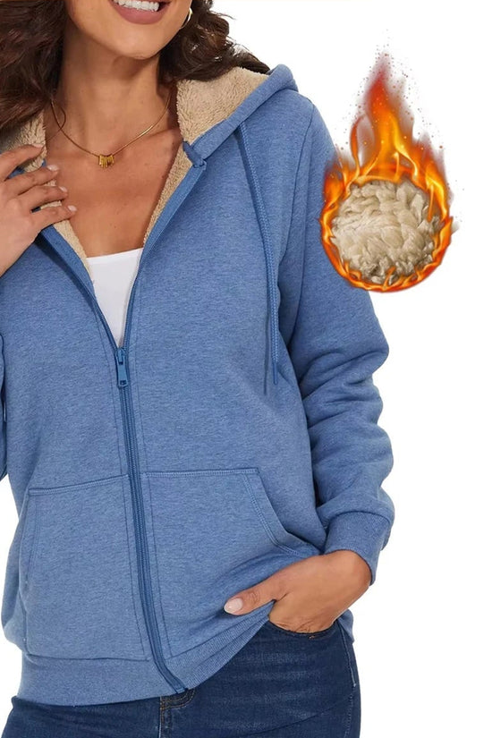 MAGCOMSEN Womens Sherpa Lined Fleece Jacket Zip Up Casual Hoodie Winter Warm Thicken Jackets 