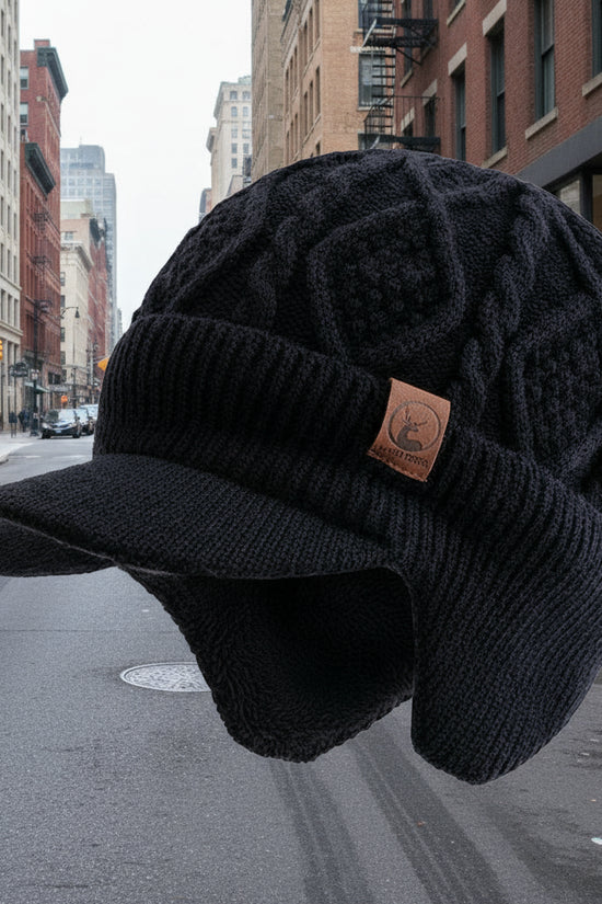 New Unisex Winter Hat Plush Fur Lined Warm Earflap Cap Stylish Soft Beanie Hat  Outdoor Thick Ski Sports Knitted Hat FitiqueFit