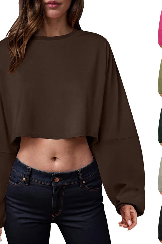 🧘‍♀️ Women’s Long Sleeve Loose-Fit Crop Top FitiqueFit