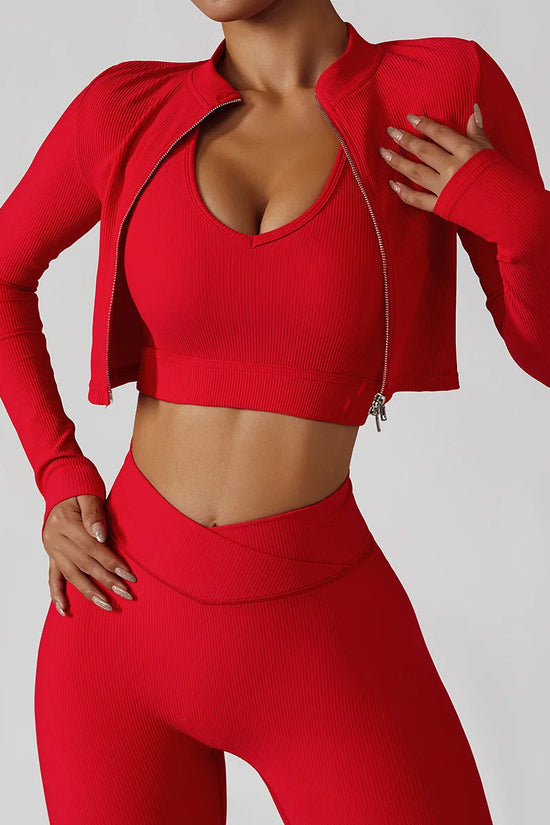 3-Piece Seamless Yoga Set – Jacket, Bra & Leggings FitiqueFit