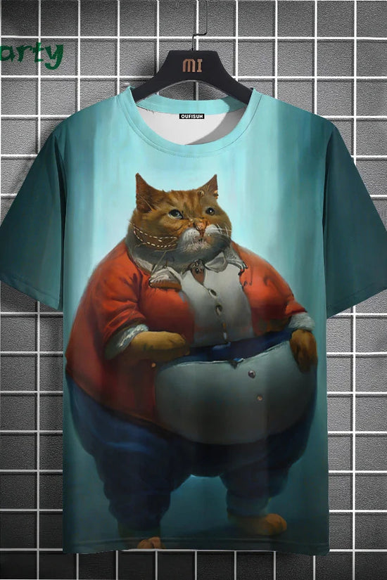 Cat Print T-shirts for Men - Y2K Graphic T-Shirt FitiqueFit
