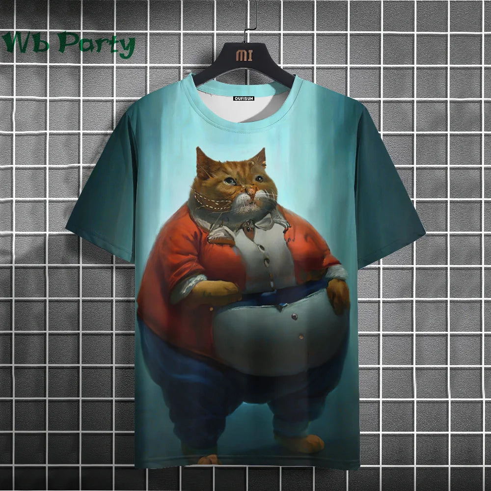 Cat Print T-shirts for Men - Y2K Graphic T-Shirt FitiqueFit
